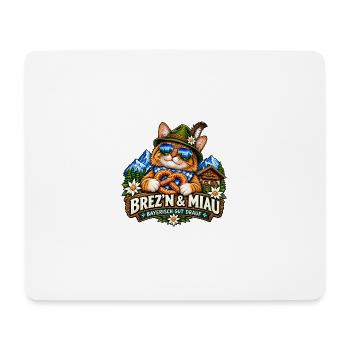 Bayerische Katze Brezn & Miau – Volksfest Shirt - Mousepad (Querformat) - Weiß - Vorne