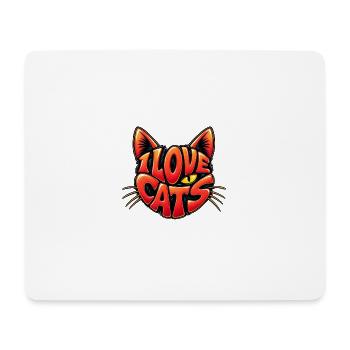 I Love Cats – Katzenliebe mit Herz - Mousepad (Querformat) - Weiß - Vorne
