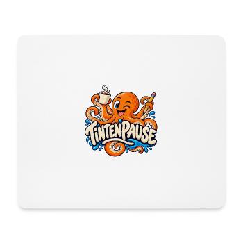 Tintenpause – Oktopus mit Kaffee und Stift - Mousepad (Querformat) - Weiß - Vorne