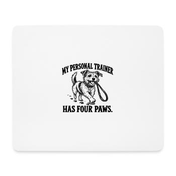 Mein Personal Trainer hat Four Paws – lustiger Hund - Mousepad (Querformat) - Weiß - Vorne