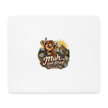 Pfronten - Muh statt Stress - Alpenglanz Kuh - Mousepad (Querformat) - Weiß - Vorne