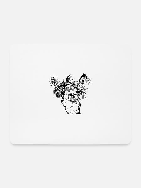 Lustiges Lama Alpaka Gesicht - Mousepad (Querformat) - Weiß