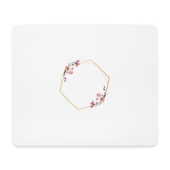 Geometric elegance with pink flowers - Mouse Pad (horizontal) - white - Front