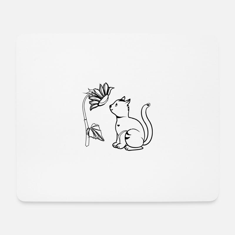 Cat with sunflower - Mouse Pad (horizontal) - white