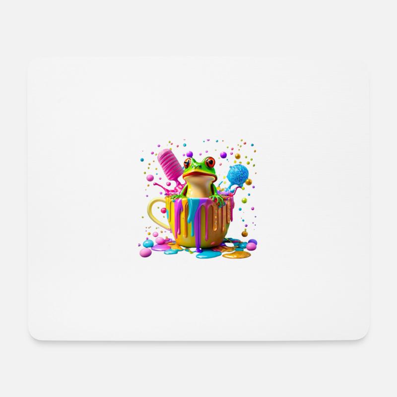 Cutie Frog niedlicher Frosch bunt farbig - Mousepad (Querformat) - Weiß