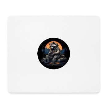 Raccoon on a fishing adventure - Mouse Pad (horizontal) - white - Front
