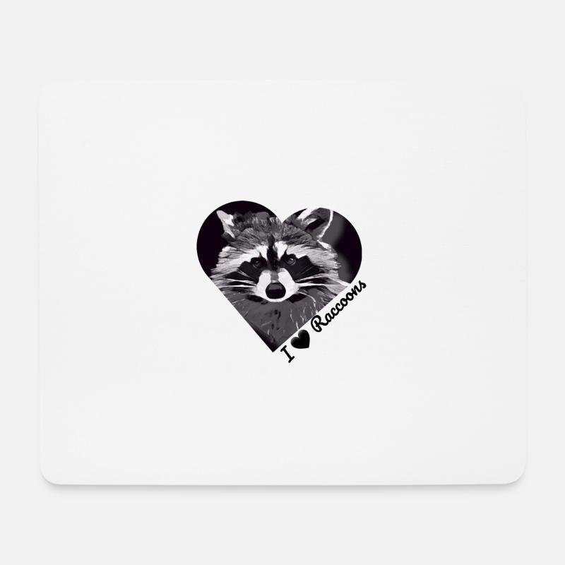 I ♡ Raccoons - Mousepad (Querformat) - Weiß