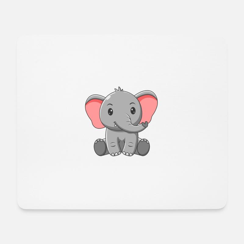 Elefant - Mousepad (Querformat) - Weiß