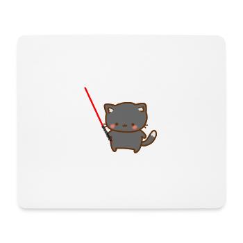Cute cat with a red lightsabers - Mouse Pad (horizontal) - white - Front