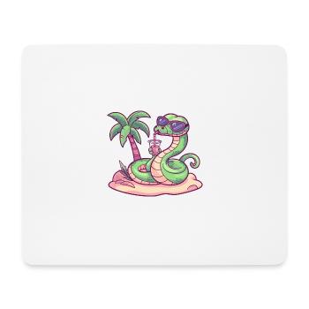 Schlange Kobra Insel Sommer Palme - Mousepad (Querformat) - Weiß - Vorne