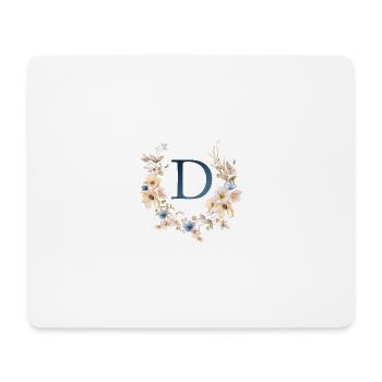 D monogramme, Floral, Boho - Tapis de souris (format paysage) - blanc - Devant