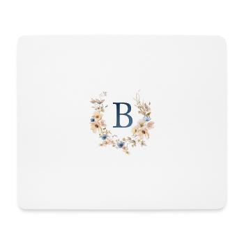 B Monogramm , Floral, Boho - Mousepad (Querformat) - Weiß - Vorne