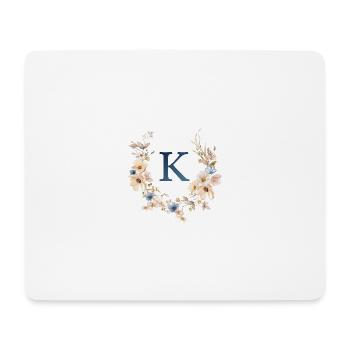 K monogramme, Floral, Boho - Tapis de souris (format paysage) - blanc - Devant