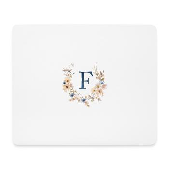 F Monogram, Floral, Boho - Mouse Pad (horizontal) - white - Front