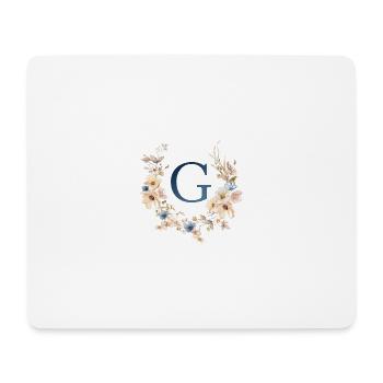 G Monogramm , Floral, Boho - Mousepad (Querformat) - Weiß - Vorne