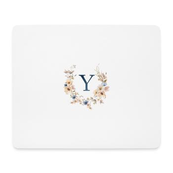 Y monogramme, Floral, Boho - Tapis de souris (format paysage) - blanc - Devant