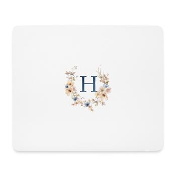 H Monogramm , Floral, Boho - Mousepad (Querformat) - Weiß - Vorne