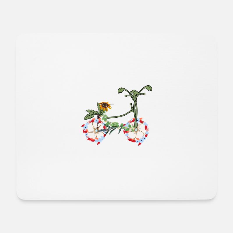 Vélo à fleurs écologique - Tapis de souris (format paysage) - blanc