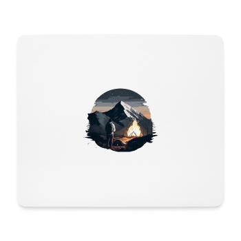 Feu de camp en camping en montagne Chemise de plein air - Tapis de souris (format paysage) - blanc - Devant
