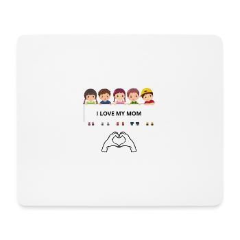 I Love My Mom – Kinderporträts - Mousepad (Querformat) - Weiß - Vorne