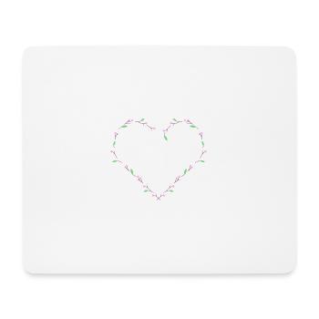 Minimalistisches Herz mit rosa-roten Blüten - Mousepad (Querformat) - Weiß - Vorne