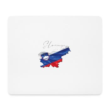 Slowenien Flagge in der Slowenien Landkarte SI - Mousepad (Querformat) - Weiß - Vorne