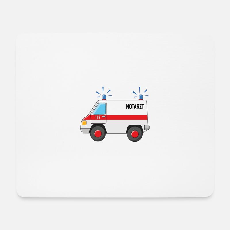Notarzt Auto mit Blaulicht - Mousepad (Querformat) - Weiß