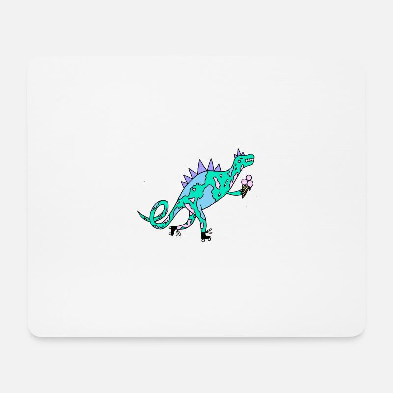 Rollerskates_Dino - Mousepad (Querformat) - Weiß