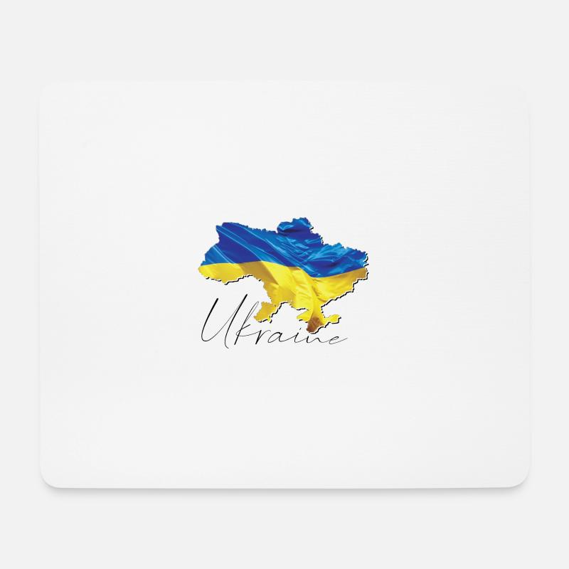 Ukraine Flagge in der Ukraine Landkarte EN - Mousepad (Querformat) - Weiß