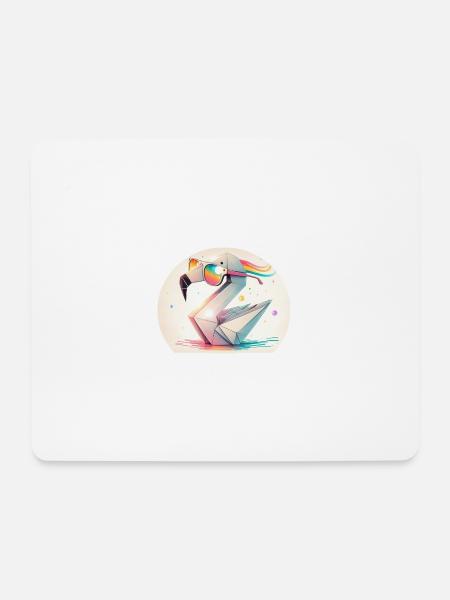Flamingo-Origami - Mousepad (Querformat) - Weiß