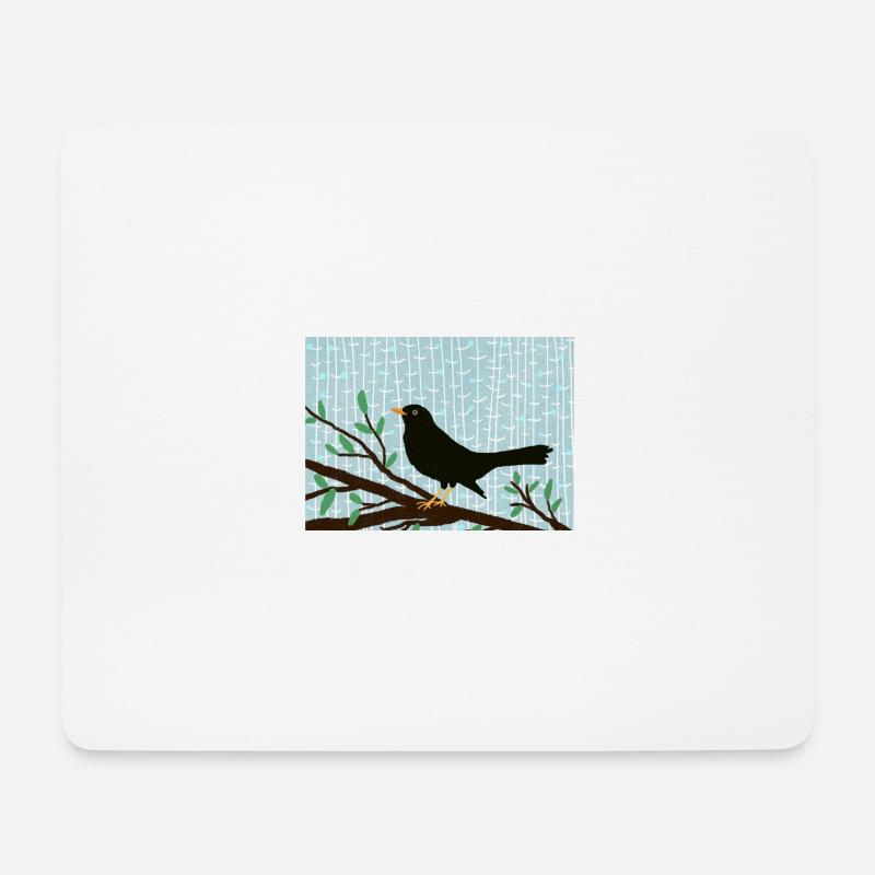 Amsel - Mousepad (Querformat) - Weiß
