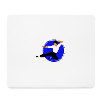 Karate Flying Kick in Blue Circle - Mouse Pad (horizontal) - white - Front