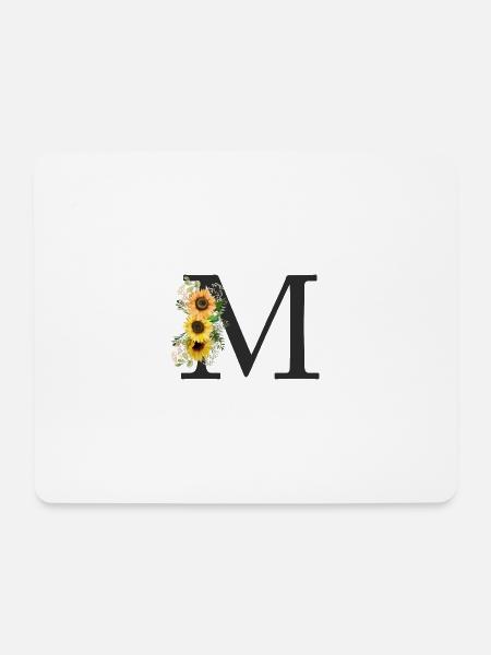 M Monogramm Sonnenblumen - Mousepad (Querformat) - Weiß