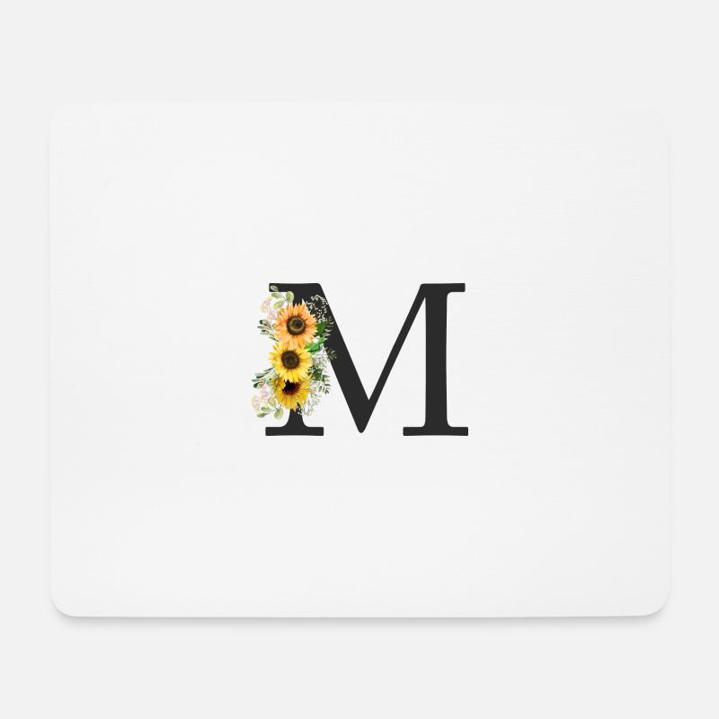 M Monogramm Sonnenblumen - Mousepad (Querformat) - Weiß