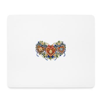 Drei Lebkuchenherzen mit Edelweiß - Mousepad (Querformat) - Weiß - Vorne