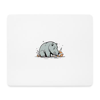 Hippopotamus Cute Comic - Mouse Pad (horizontal) - white - Front