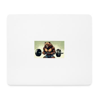 CurlBear – Der Hantel-Champion - Mousepad (Querformat) - Weiß - Vorne