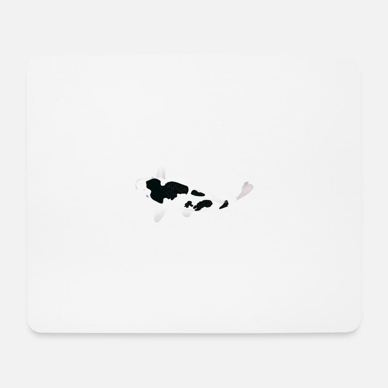 Koi-Karpfen - Weiß und Schwarz - Mousepad (Querformat) - Weiß