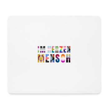 Buntes Schriftzug Pride T Shirt "Im Herzen Mensch" - Mousepad (Querformat) - Weiß - Vorne