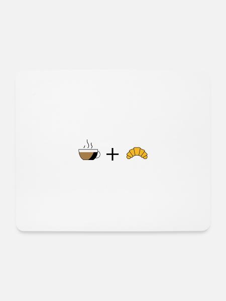 Kaffee und Croissant - Mousepad (Querformat) - Weiß