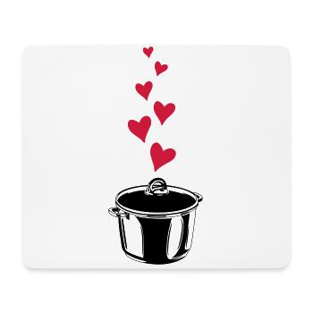 kochtopf topf kochen silhouette herz liebe - Mousepad (Querformat) - Weiß - Vorne