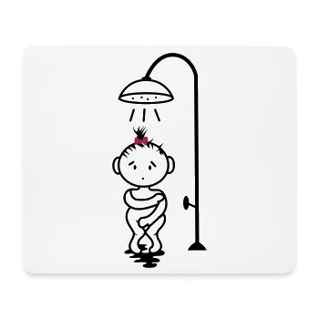 scheues Mädchen unter der Dusche - Mousepad (Querformat) - Weiß - Vorne