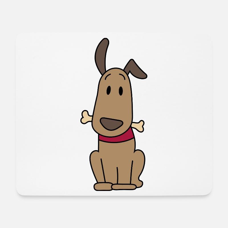 Hund mit Knochen - Mousepad (Querformat) - Weiß