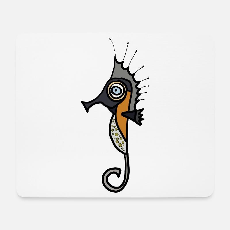 Seepferd Grafik mit dunklem Hintergrund - Mousepad (Querformat) - Weiß