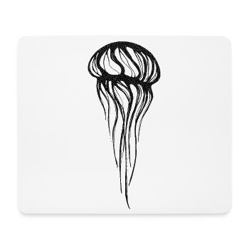 Méduse minimaliste – Ligne noire et blanche - Tapis de souris (format paysage) - blanc - Devant