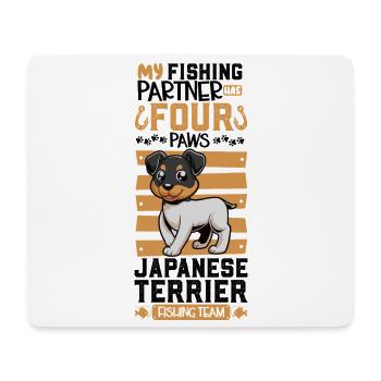Fishing and Japanese Terrier - Mouse Pad (horizontal) - white - Front