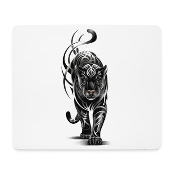 Tigre tribal - Gros félin noir et blanc - Tapis de souris (format paysage) - blanc - Devant