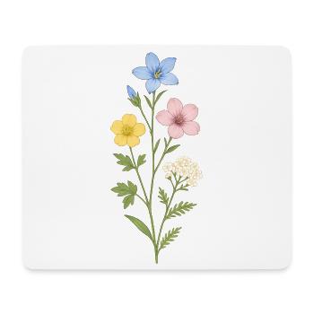 Trio aquarelle de fleurs sauvages - Tapis de souris (format paysage) - blanc - Devant
