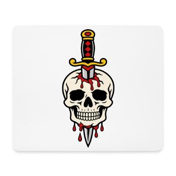 Skull pierced by tattoo style dagger - Mouse Pad (horizontal) - white - Front