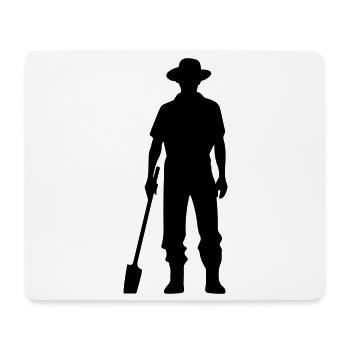 Farmer mit Spaten Silhouette - Mousepad (Querformat) - Weiß - Vorne